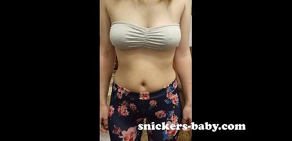  Big ass teen hot sexy girl big tits homemade training leggings and naughty top Snickers baby